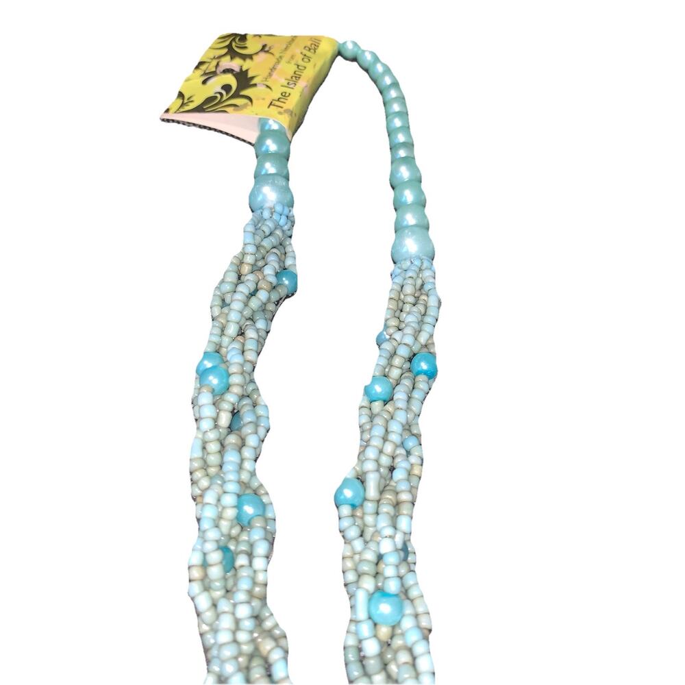 Turquoise & Aqua Seed Beads Multi-strand 26" Necklace